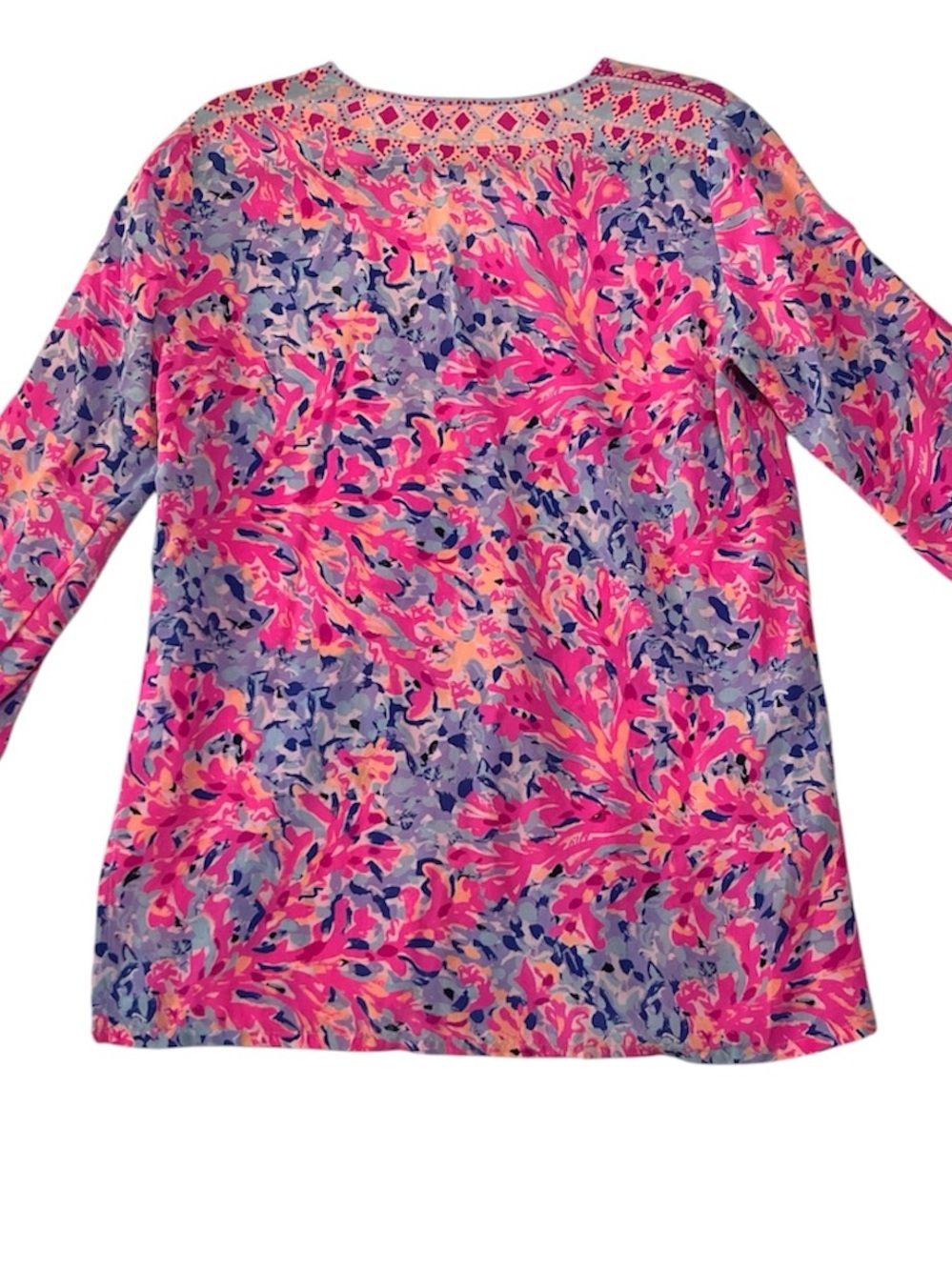 Lilly Pulitzer 100% Silk Tunic Top Small Pink Blue Resort Beach Preppy Coverup - Picture 3 of 11